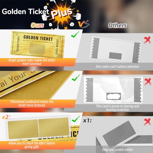 Golden Ticket Surprise Scratch Off Cards - 2 Pcs Gift Reveal Set