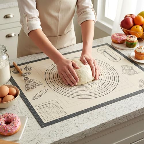 QUELLANCE Extra Large Silicone Baking Mat - 28x20 Inch Nonstick Gray