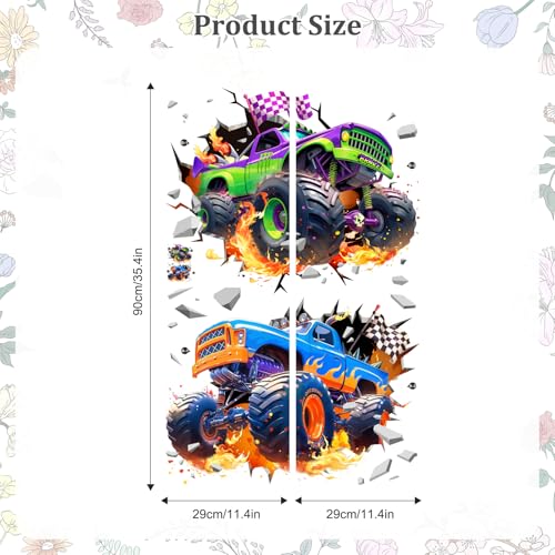 Racing Car Wall Decal - 3D Truck Breakthrough Art for Kids