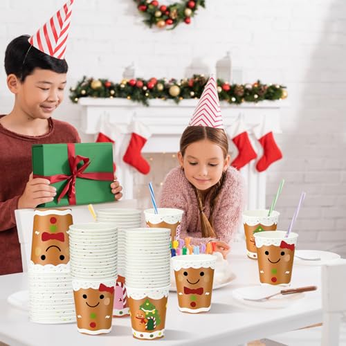Gingerbread Man Paper Cups - 9 oz Christmas Disposable Cups, Pack of 100