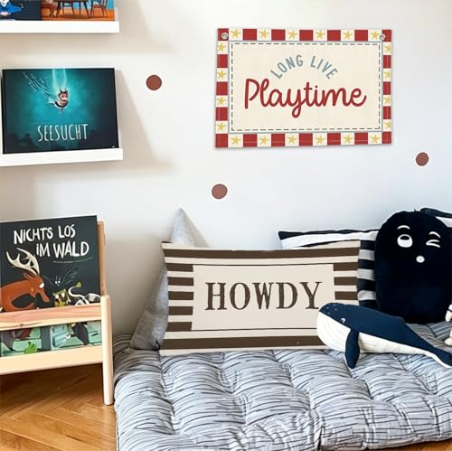 Howdy Western 12x20 Pillow Cover, Southwestern Striped Flannelette Throw Case