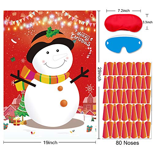 Pin the Nose on the Snowman Game Set for Kids - Christmas Party Fun