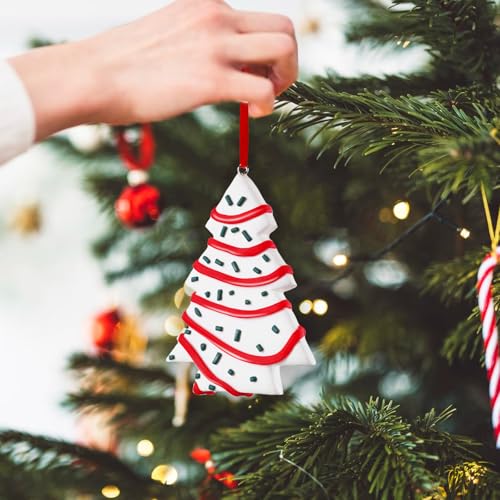 4pcs Christmas Tree Cake Ornaments Handmade Polymer Clay Dessert Decorations