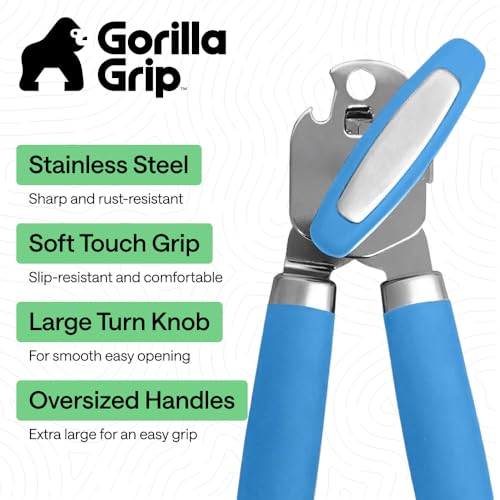 Gorilla Grip Manual Can Opener - Stainless Steel, Aqua