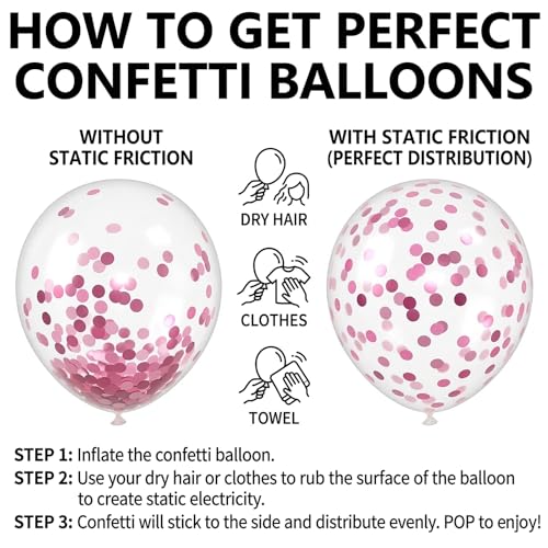 Pink Confetti Balloon Kit 12 Inch Metallic & Pearl Pastel Party Decorations