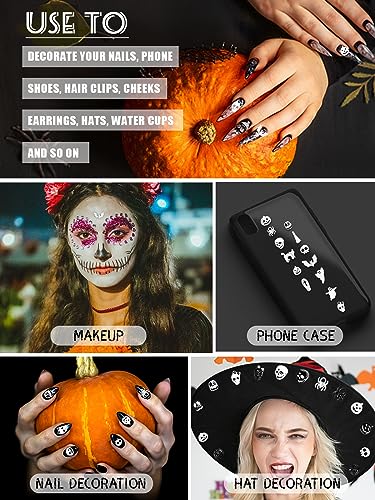 52 Pcs 3D Halloween Nail Art Charms Alloy Pumpkin Spider Skull Jewelry