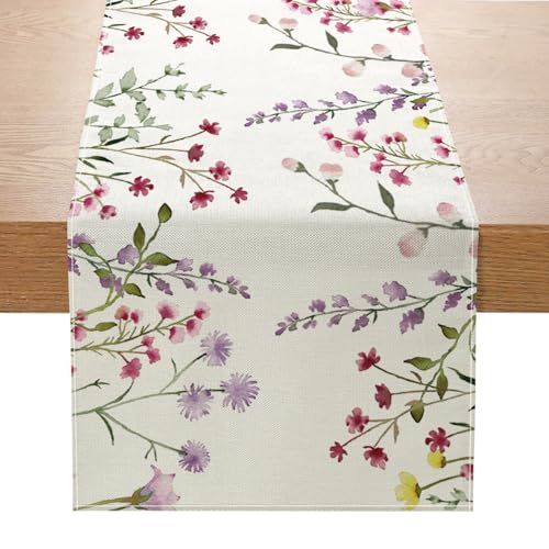 Wildflower Bloom Floral Table Runner 13x72 for Spring & Summer Decor