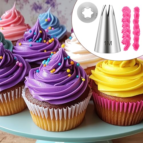 1M Open Star Cake Piping Tip Set - 3 Stainless Steel Nozzles