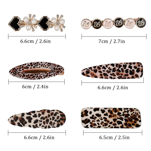 JessLab Metal Rhinestone Hair Clips Set - 6 Pcs Amber Barrettes