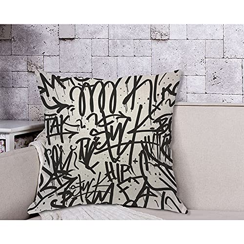 Creative Monochrome Graffiti Throw Pillow Cover 18x18 Inch