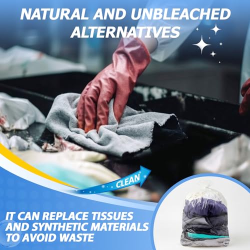 Reusable Cotton Cleaning Rags Set - 1 lb Multi-Color Absorbent Cloths for Home & Auto