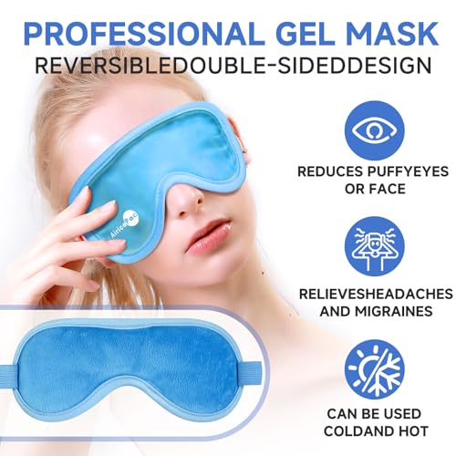 AiricePac Reusable Gel Cold Eye Mask for Puffy Eyes, Migraines and Dark Circles