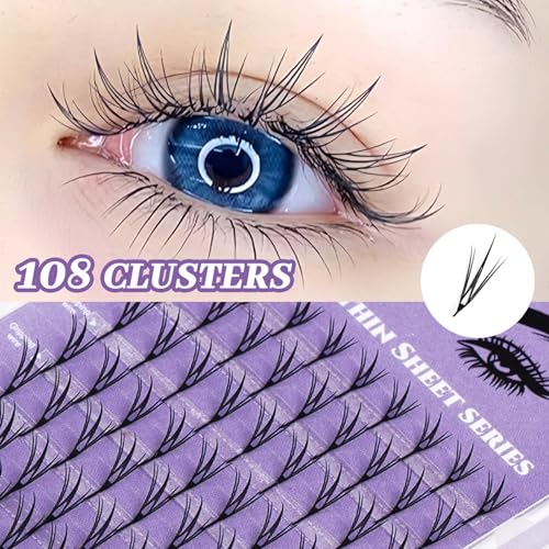 Dadongua Individual Lash Clusters 108pcs Manga Style DIY Eyelash Extensions