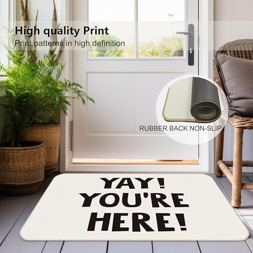 Udinaz Funny Welcome Doormat - You're Here Entrance Mat, Indoor Outdoor, 17x30 Inches, Variation 9