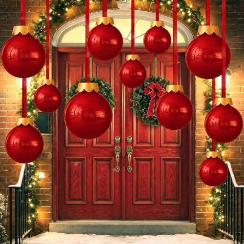 18 Pcs Burgundy Inflatable Christmas Ornaments Outdoor Holiday Decor