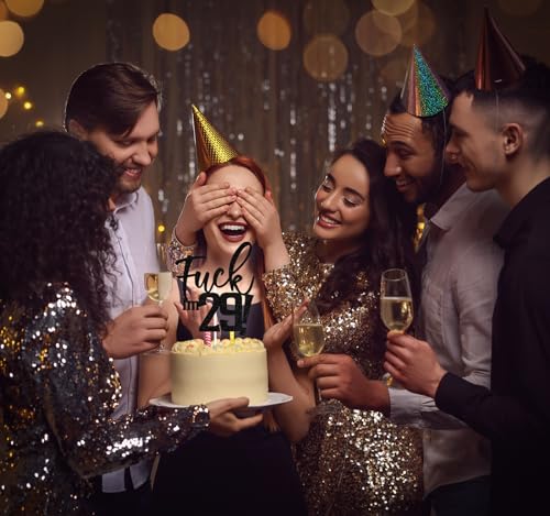 Black Glitter 29th Birthday Cake Topper Funny Party Decoration