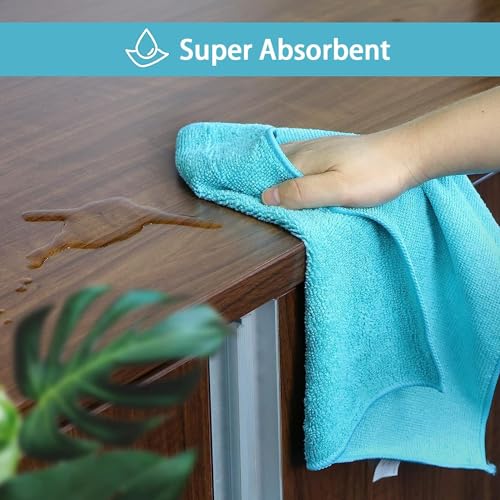 HOMEXCEL 12PK Multicolor Microfiber Cleaning Cloths, 11.5x11.5in