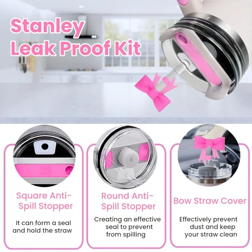 6PCS Pink Stanley Cup Accessories Set for 30oz & 40oz Tumblers - Pink Style A