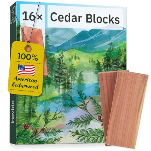 Cedar Wood Blocks – Natural Freshener for Clothes & Storage – 16 Pack