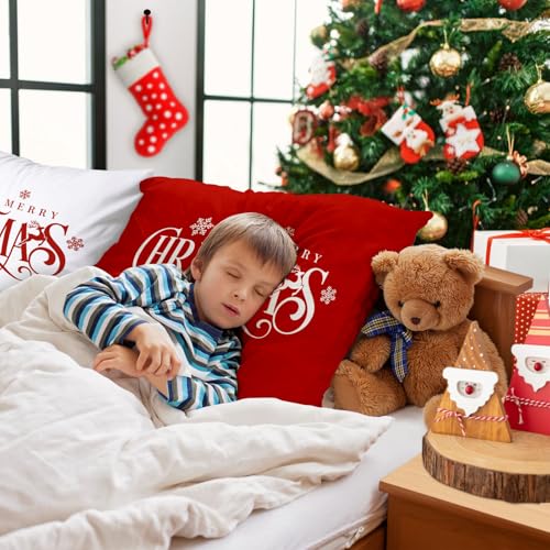 Lanpn 26x20 Inch Christmas Pillowcase Set of 2 Red & White Holiday Decor