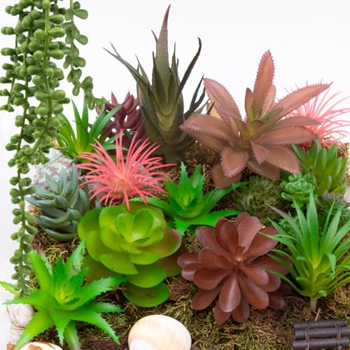 16 Pcs Artificial Succulent Plants Assortment for DIY Crafts and Home Decor