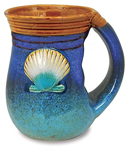 Large 18 Oz Handwarmer Coffee Mug with Shell Design - Beach House Gift