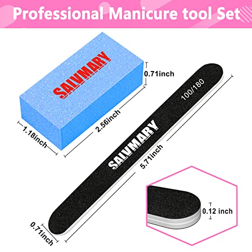 SALVMARY Nail File and Buffer Block Set - 8 Pcs Professional Manicure Kit
