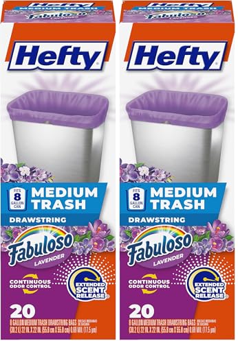 Hefty 8 Gallon Purple Garbage Bags with Lavender Scent - 20 Count