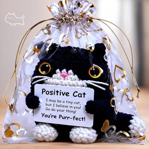 Handmade Black Cat Gifts - Positive Crochet Animal for Support