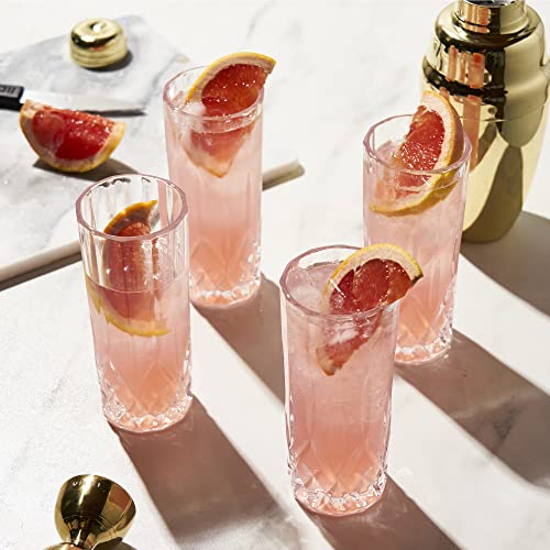 Viski Admiral Highball Glasses, Crystal Drinking Glasses, Elegant Glassware for Whiskey, Vodka, Cocktails, Perfect for Home Bars, Indoor & Outdoor Parties, Stylish Drinkware, 9 oz, Set of 4