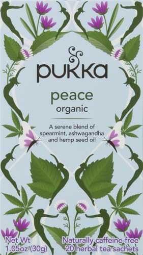 Pukka Organic Peace Herbal Tea with Ashwagandha & Hemp, 40 Tea Bags Total