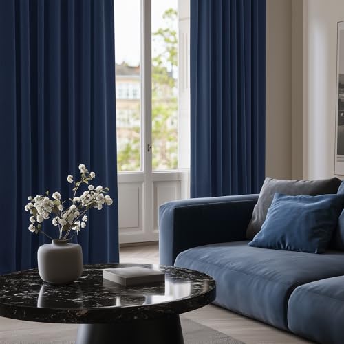 Deconovo Blackout Curtain Panel, Navy Blue 42"W x 95"L Thermal Insulated