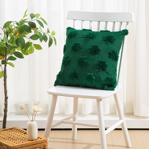 St. Patrick's Day Shamrock Pillow Covers Set of 2 - 18x18 Soft Plush Green Clover Decorative Cases