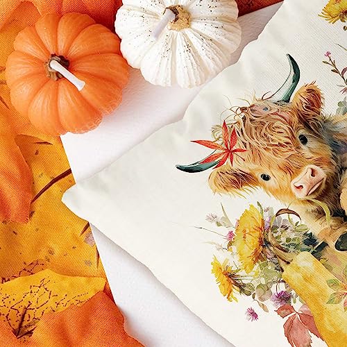 GAGEC Fall Pillow Cover 18x18 Inch - Autumn Flowers & Pumpkins