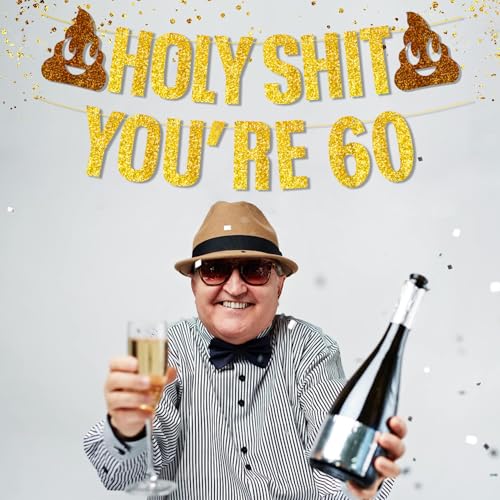 Gold Glitter 60th Birthday Banner - Cheers to 60 Years Decoration