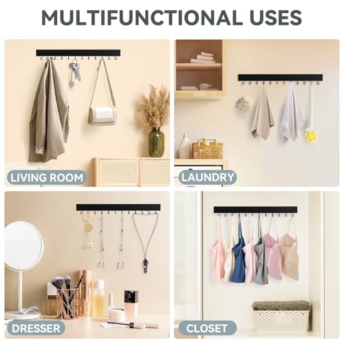 HOMEBROS Wall Mount Tie Rack, Wooden Closet Tie Hanger with 24 Swivel Hooks