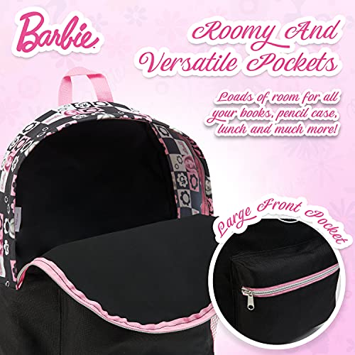 Barbie Backpack for Kids, Children's Backpacks Girls School Bag Teenage Girls, Gifts (Black/Pink)