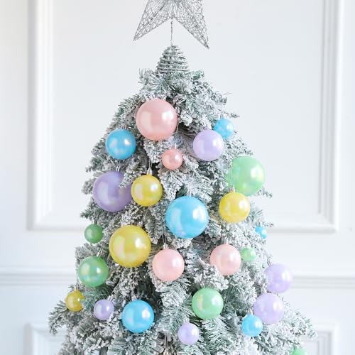 Pastel Christmas Tree Ornaments Set - 45 Shatterproof Holiday Decorations