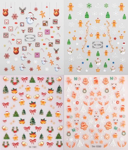 Christmas Nail Stickers 3D Self-Adhesive Decals 8 Sheets