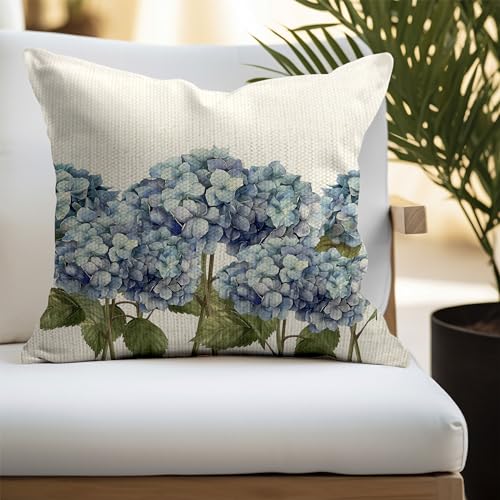 SiuSue 18x18 Hydrangea Pillow Covers - Summer Floral Outdoor Sofa & Porch Decor