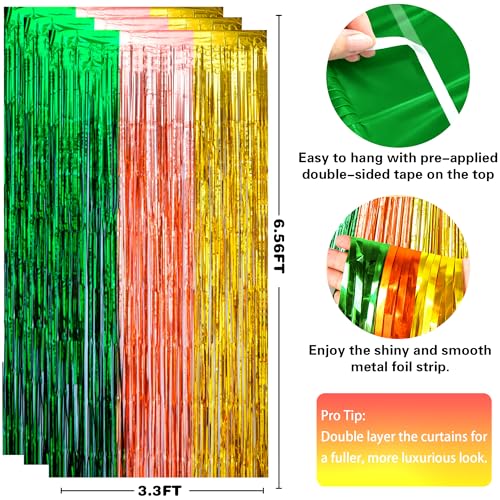 Tropical Luau Party Decorations - Foil Fringe Backdrop Banner, 2 Pack