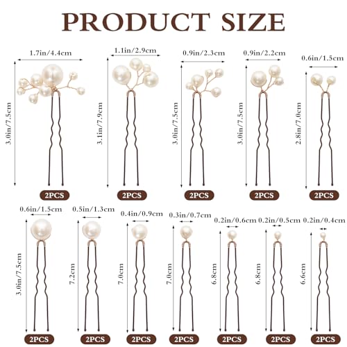 24 Pcs Pearl Bridal Hair Pins Handmade U-Shape Wedding Hair Accessories