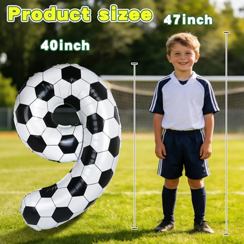 Giant 40 Inch Black & White Soccer Number 9 Balloon - Sports Party Decoration