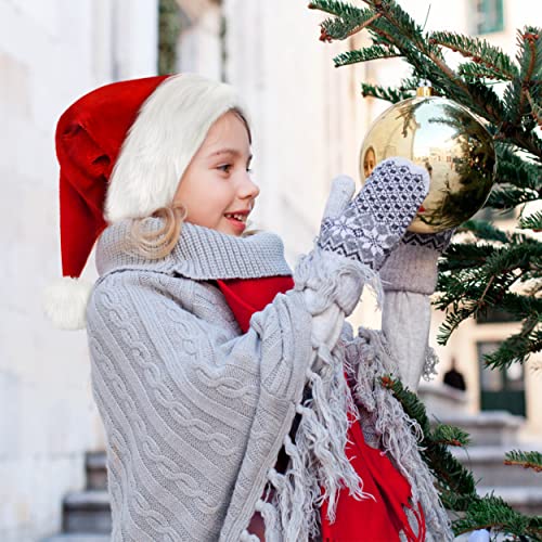 Red Plush Santa Hat for Kids - 2/4/10 Pack Holiday Christmas Hats for Children & Toddlers
