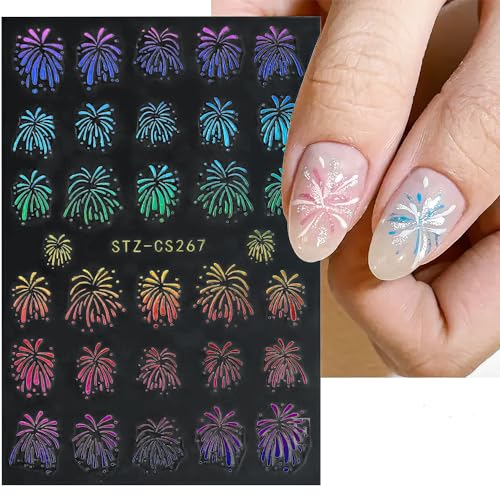 Flywindy 6 Sheets Spark Pattern Nail Art Stickers 3D Self-Adhesive Decals