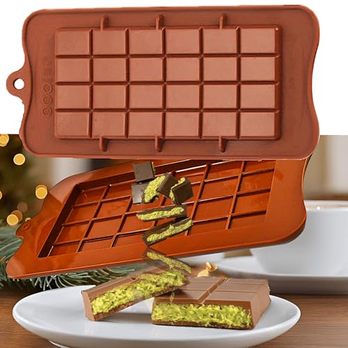 Dubai Style Pistachio Chocolate Bar Mold - 2-Pack Silicone Molds