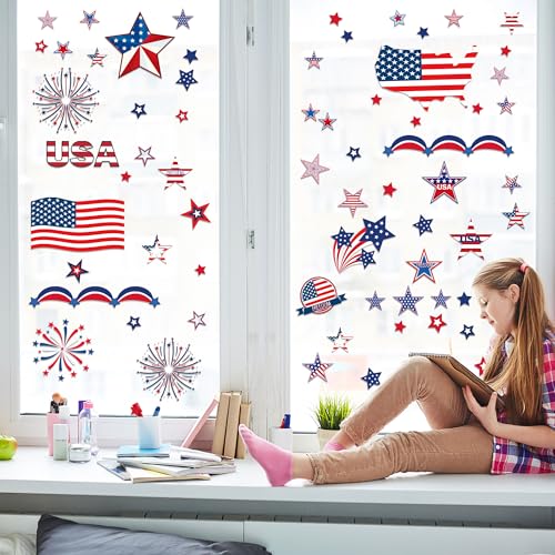 24 Sheets 4th of July Window Clings - Patriotic USA Decorations