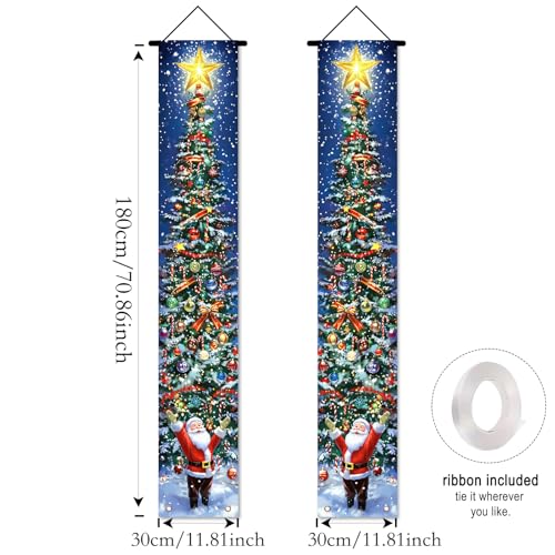 Nuxovilar Christmas Tree & Santa Porch Banners, 71x12in