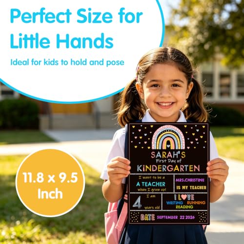 Boho Rainbow First Day of School Sign - Reusable Double-Sided Milestone Board
