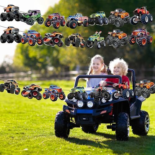 Monster Truck Happy Birthday Banner Set - Blue Racing Party Decorations